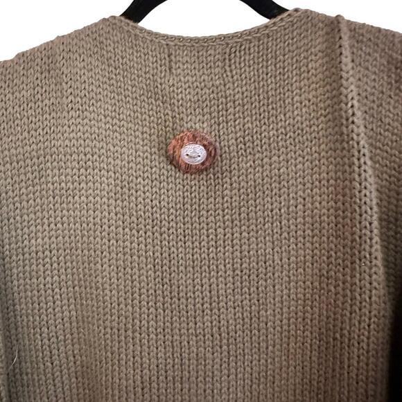 Pure Handknit Long Sleeve Cozy Cardigan Olive Green 1X With Eclectic Buttons - Picture 10 of 12